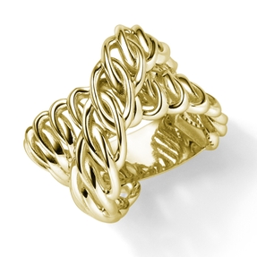 Breiter Ring Damenring aus 585 Gold Gelbgold Breite 18mm gekreuzt