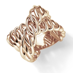 Breiter Ring Damenring aus 585 Gold Rotgold Breite 18mm gekreuzt Breiter Ring Damenring aus 585 Gold Rotgold Breite 18mm gekreuzt