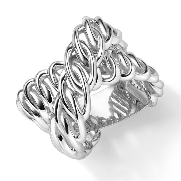 Ring aus 585 Weißgold Breite 18mm gekreuzt