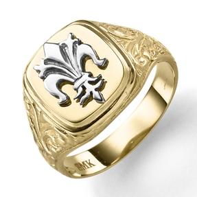 Ring Siegelring Herrenring heraldische Lilie 585 Gold Gelbgold Weißgold B: 16mm