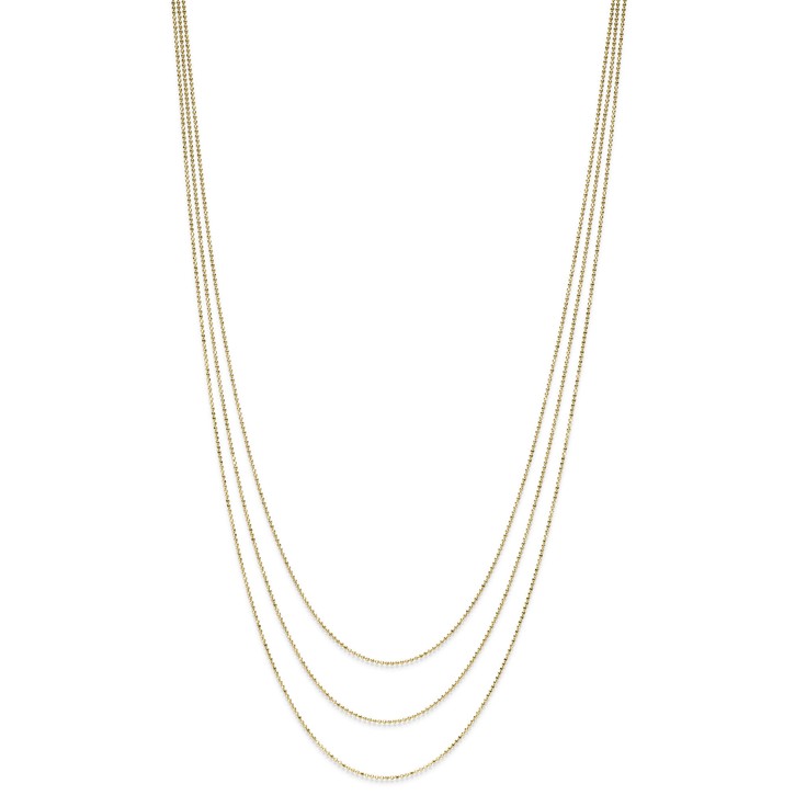 Kugelkette 3-reihig aus 585 Gelbgold diamantiert 45cm