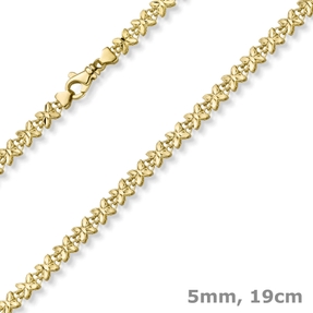5mm Fantasie Armband Armkette Schmetterlinge aus 585 Gold Gelbgold 19cm