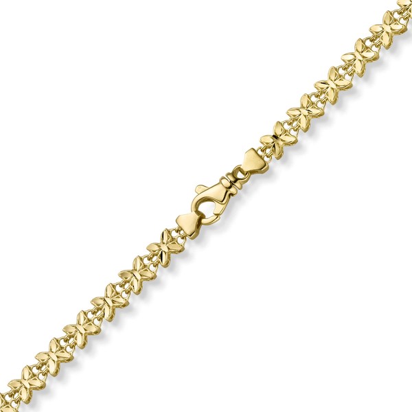 5mm Fantasie Armband Schmetterlinge aus 585 Gelbgold 21cm