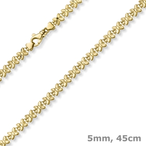 5mm Fantasie Kette Halskette Collier Schmetterlinge aus 585 Gold Gelbgold 45cm