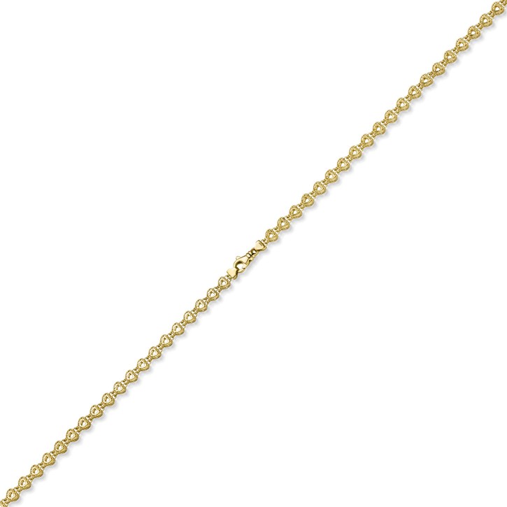 5.5mm Fantasie Herzen-Kette aus 585 Gelbgold 45cm