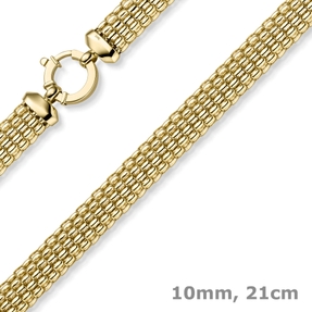 10mm breites Phantasie Armband Armkette aus 585 Gold Gelbgold 21cm