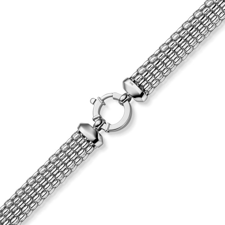 10mm breite Phantasie-Kette aus 585 Weißgold 50cm