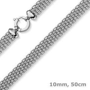 10mm breite Phantasie-Kette Halskette Collier aus 585 Gold Weißgold 50cm