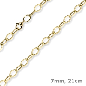 7mm Phantasie Armband Armkette aus 585 Gold Gelbgold glänzend 21cm