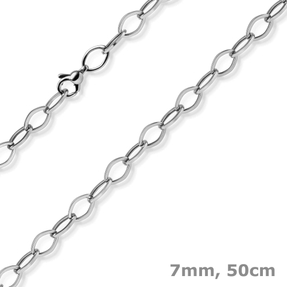 7mm Phantasie-Kette Halskette Collier aus 585 Gold Weißgold glänzend 50cm