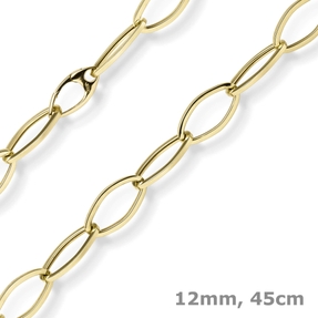 12mm Phantasie-Kette Halskette Collier aus 585 Gold Gelbgold glänzend 45cm