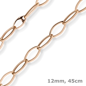 12mm Phantasie-Kette Halskette Collier aus 585 Gold Rotgold glänzend 45cm
