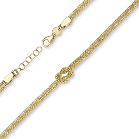 Himbeer Armband 2-reihig See-Knoten Kreuzknoten aus 585 Gold Gelbgold 19cm