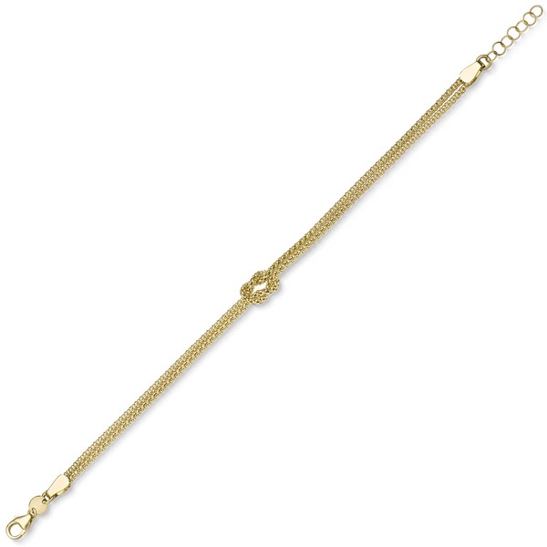Himbeer Armband 2-reihig Kreuzknoten aus 585 Gelbgold 19cm