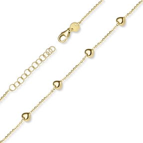 Armband  Armkette mit 6 Herzen aus 585 Gold Gelbgold 21cm Armschmuck
