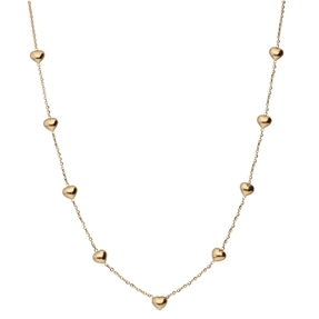 Halskette Halsschmuck Collier mit 9 Herzen aus 585 Gold Gelbgold 42-45cm