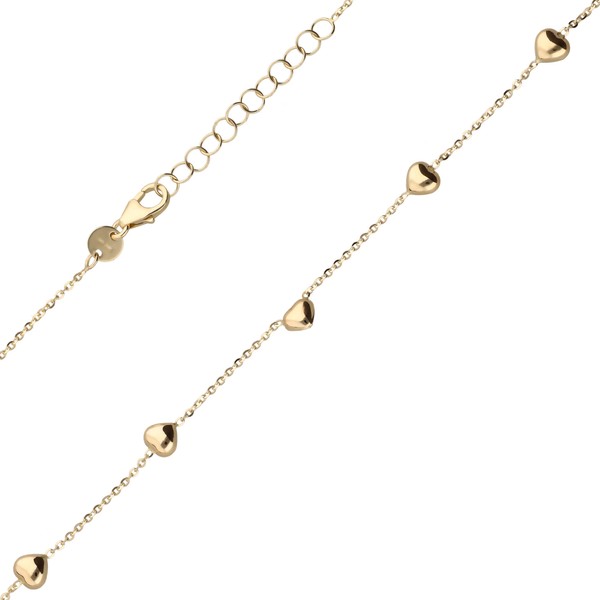 Halskette Collier mit 9 Herzen aus 585 Gelbgold 42-45cm