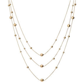 Collier Halskette Halsschmuck 3-reihig mit Elementen 585 Gold Gelbgold 42-45cm