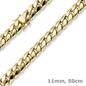 11mm Panzerkette Halskette Collier aus 585 Gold Gelbgold mit Kastenschloss 50cm