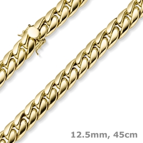 12,5mm Panzerkette Halskette Collier 585 Gold Gelbgold mit Kastenschloss 45cm