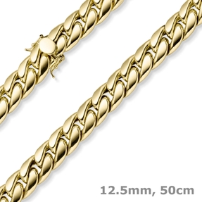 12,5mm Panzerkette Halskette Collier 585 Gold Gelbgold mit Kastenschloss 50cm