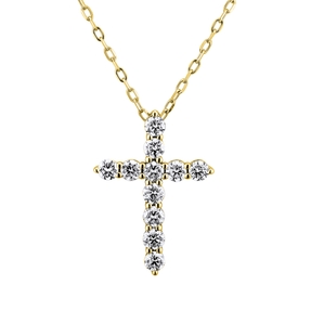 Collier mit Anhänger Kreuz 11 Diamant-Brillanten 0,73ct TW-SI 750 Gelbgold 45cm Collier mit Anhänger Kreuz 11 Diamant-Brillanten 0,73ct TW-SI 750 Gelbgold 45cm