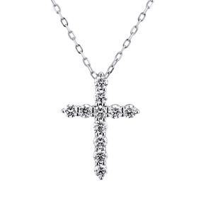 Collier mit Anhänger Kreuz 11 Diamant-Brillanten 0,73ct TW-SI 750 Weißgold 45cm Collier mit Anhänger Kreuz 11 Diamant-Brillanten 0,73ct TW-SI 750 Weißgold 45cm