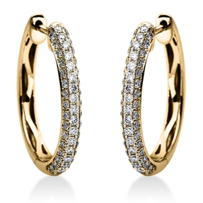 Creolen aus 750 Gold Gelbgold mit 98 Diamant-Brillanten 0,60ct TW-SI 19,5x17mm