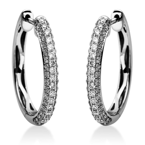 Creolen aus 750 Gold Weißgold mit 98 Diamant-Brillanten 0,60ct TW-SI 19,5x17mm