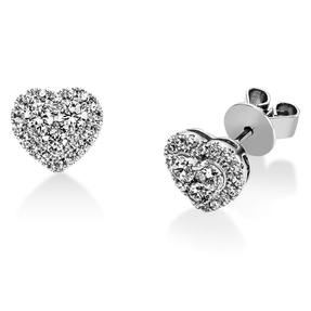 Ohrstecker Herzen aus 750 Gold Weißgold mit 44 Diamant-Brillanten 0,55ct TW-SI