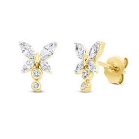 Ohrstecker Schmetterlinge 750 Gold Gelbgold 10 Diamanten 0,50ct TW-SI 9,9x7,4mm