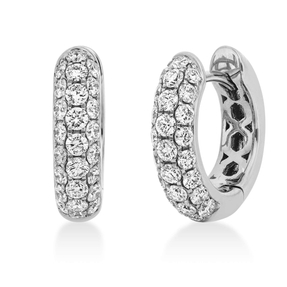 Pavé Creolen aus 750 Gold Weißgold 50 Diamant-Brillanten 0,85ct TW-SI 13,5x14mm