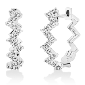 Creolen aus 750 Gold Weißgold mit 34 Diamant-Brillanten 0,49ct TW-SI Zick-Zack