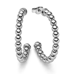 Paar Kugel-Creolen Halbcreolen Ohrringe Ohrschmuck 32x4mm aus 585 Gold Weißgold