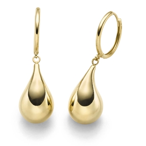 Paar Ohrhänger Ohrringe Creolen mit Tropfen aus 585 Gold Gelbgold 39x12mm