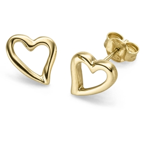 Paar Ohrstecker Herzen Ohrschmuck aus 585 Gold Gelbgold 11,5x10mm schlicht