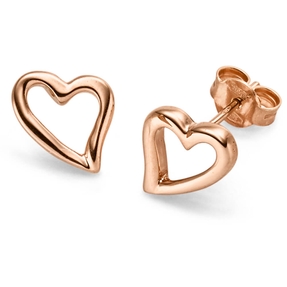 Paar Ohrstecker Herzen Ohrschmuck aus 585 Gold Rotgold 11,5x10mm schlicht