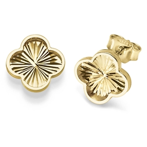 Paar Ohrstecker Kleeblatt Blumen 10,5mm Ohrschmuck 585 Gold Gelbgold schlicht