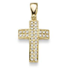Anhänger Kreuz 29,2x14,5mm 585 Gold Gelbgold 36 Diamant-Brillanten 0,34ct TW-SI