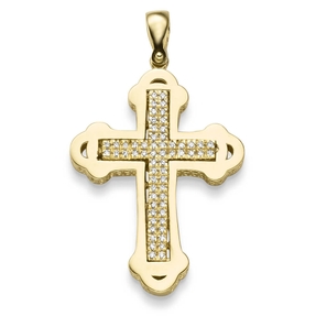 Anhänger Kreuz 44,5x26mm 585 Gold Gelbgold 60 Diamant-Brillanten 0,40ct TW-SI