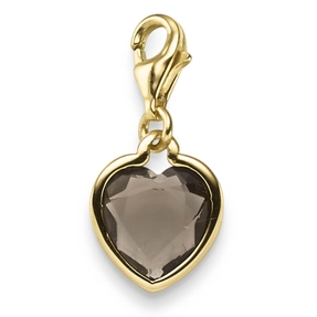 Einhänger Charm Herz mit Rauchquarz braun 23,5x10,5mm 585 Gold Gelbgold Einhänger Charm Herz mit Rauchquarz braun 23,5x10,5mm 585 Gold Gelbgold