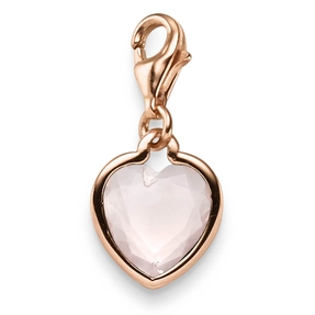 Einhänger Charm Herz mit Pink Quarz 23,5x10,5mm 585 Gold Rotgold