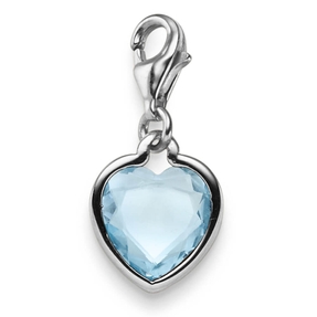 Einhänger Charm Herz Blautopas sky blue 23,5x10,5mm 585 Gold Weißgold