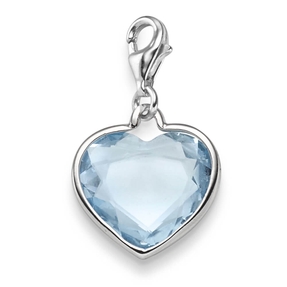 Einhänger Charm Herz Blautopas sky blue 26x16mm 585 Gold Weißgold