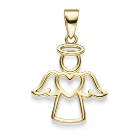 Anhänger Engel Engelchen mit Herz 21x14,2mm 585 Gold Gelbgold glänzend Anhänger Engel Engelchen mit Herz 21x14,2mm 585 Gold Gelbgold glänzend