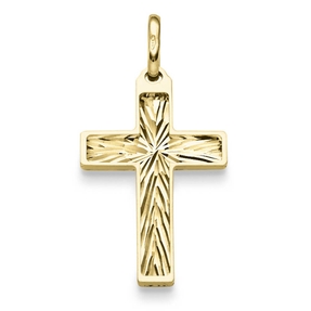 Anhänger Kreuz 30x16mm aus 585 Gold Gelbgold diamantiert glänzend