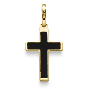 Anhänger Kreuz mit Onyx schwarz 24,5x12mm 585 Gold Gelbgold schlicht