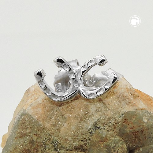 Ohrstecker Hufeisen aus 925 Silber mattiert