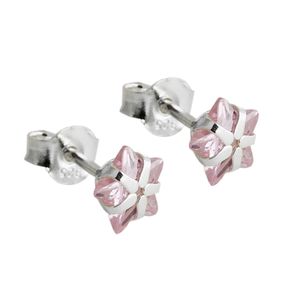 Ohrstecker Ohrringe Ohrschmuck Stern aus rosa Zirkonia 925 Silber Kinder