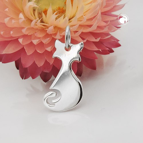 Anhänger Katze Silhouette aus 925 Silber